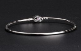 2018 Fashion 925 Sterling Silver Bangle bloom flower enamel Clasp for Charms Silver Beads Bracelet Women Jewellery DIY Making3170354