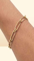 1pc 4mm New 304 Stainless Steel Link Cable Chain Bracelets for Women Men Gold Silver Colour Oval Bracelet Jewellery Gift 19cm Long9804371