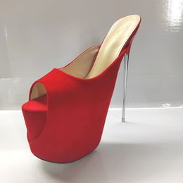 Sexy Sandals Unisex 20cm Metal Thin High Heels Platform Sandals Ankle Strap Shoes Woman Pumps Toe Stilettos zapatos mujer For Girls Party Boots