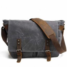 Tool Bag New Fashion Thick Wax Canvas Men Shoulder bag Messenger bag Men Crossbody Bag Vintage male Leisure Sling bag Casual Boy