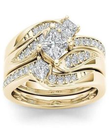 Luxury Jewellery 925 Sterling SilverGold Fill Princess Cut White Topaz CZ Diamond Gemstones Eternity Women Wedding Engagement Band 2098677