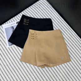 Skirts designer Chaopai 2024 Early Spring New Product Triangle Pins Decorative Woolen Cloth Versatile Style Showcase Leg Length Pant Skirt Women's Trend C55I