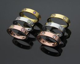 Fashion Brand Jewelry Men Women full colorful Diamond Love Ring Gold 3 Color couple Ring Titanium Steel High Polished Lover Ring1850454