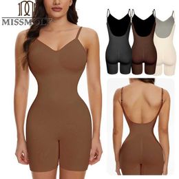 Women's Shapers Womens Full Body Shaper Backless Shapewear Bodysuits Tummy Control Sheath Butt Lifter Push Up Thigh Slimmer Corset Y240429