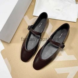 The Row Inside Heightened TR shoes Mouth French Mary Shallow Jane Women Flat Shoes TC1P 2024