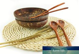 Superior Coconut Wood Bowl Wooden Spoon and Fork Set Polished by Organic Coconut Oil Natural Coco Nuts Bowls Kitchen 0 Waste8389007
