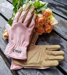 Gardening Garden Gloves Women Work Cut Resistant Leather Working Yard Weeding Digging Pruning Pink Ladies Hands8796305