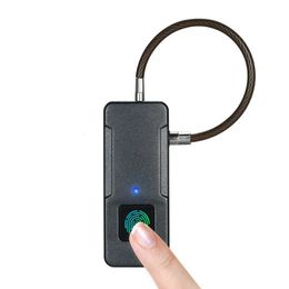 Smart Fingerprint Lock USB Rechargeable Keyless 10 Sets Fingerprints IP65 Waterproof Anti-Theft Security Padlock Door Luggage 240422