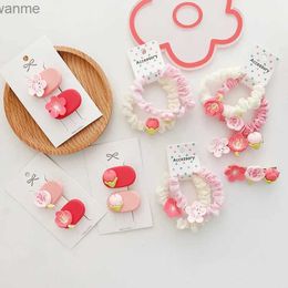 Hair Accessories New Cute and Cute Girl Pink Flower Childrens Hair Childrens Head Wearing Baby Hair Clip Wearing Elastic Hair Band Girl Accessories WX
