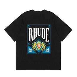 Rhude T-shirt Designer Tee Luxury Fashion Mens TShirts New Summer Street Loose Print Trendy Brand Pure Cotton Casual Short Sleeved For Men And Women