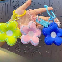 Keychains Lanyards Flower Pendant Cute Keychain PP Cotton Soft Hanging Rope Keychain Womens Korean Bag Hanging Phone with Keyring Accessories Q240429