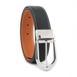 Belt men's belt genuine calf leather belt highest quality classic style width stainless steel rotating needle buckle Double sided use a002