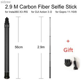 Selfie Monopods 2.9m ultra long carbon Fibre invisible selfie stick for Insta360 X 4/DJI action 4/11 camera selfie WX