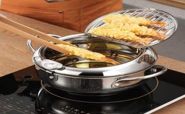 Kitchen Deep Frying Pot Thermometre Tempura Fryer Pan Temperature Control Fried Chicken Pot Cooking Tools Stainless Steel7064252