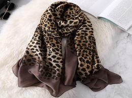 Visual Axles Vintage Leopard Silk Scarf Women Autumn Winter Brand Silk Pashmina Shawl Foulard Ladies Fashion Head Hijab Scarves 184927059