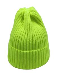 Berets Men Winter Knit Snow Hats Women Beanie Warm Skullies Stretchy Cotton Acrylic Yarns Neon Yellow White PinkBerets4338874