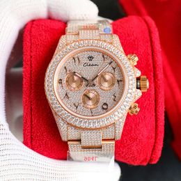 Custom Hip Hop Iced Out Moissanite Chronograph Wrist Watch Super Clone Diamond Automatic Mechanical Watches For Men