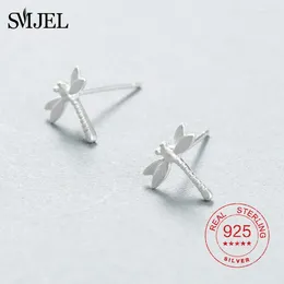 Stud Earrings SMJEL 925 Sterling Silver Dragonfly For Women Gift Graceful Animal Studs Ear Jewellery Birthday Gifts Daughter