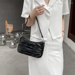 Evening Bags Women's White Single Shoulder Bag Fashion Ladies Small Flap Purses Handbags Simple Female Folded Hobos PU Leather Underarm