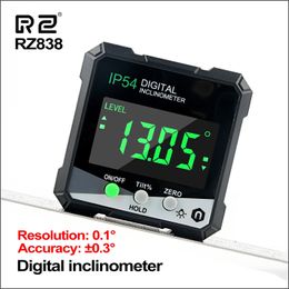 RZ Digital Level Angle Gauge 360° Mini Measuring Digital Inclinometer With Magnetic Base Electronic Universal Bevel Protractor 240429