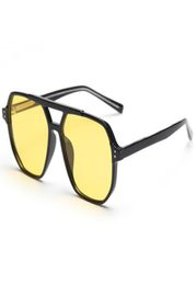 Sunglasses Retro Double Bridges Polarized Women Men Nail Decoration Fashion Yellow Lenses Sun Glasses Anti Glare Driver GlassesSun6722711