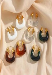 Hoop Earrings Exaggerated Multi Color Acrylic Punk Stainless Steel 18K Gold Plated Piercing Women Jewelry6966564