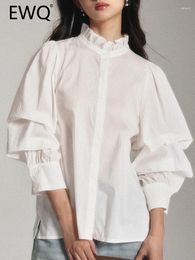 Women's Blouses EWQ French Style Design Shirt For Women Puff Sleeve Elegant Office Lady Tops 2024 Autumn 26D5358