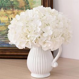 Decorative Flowers 10pcs Artificial Hydrangea Flower Heads With Stems Wedding Party Decor Fake Home Ornament Silk Bouquets Room Decorations