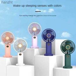 Electric Fans Handheld USB charging mini student office silent high-power desktop digital display fan can be shipped directlyWX