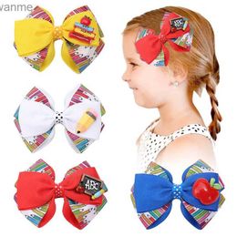 Hair Accessories New hair bow clips boutique back to school lace girl headwear childrens hair accessories WX