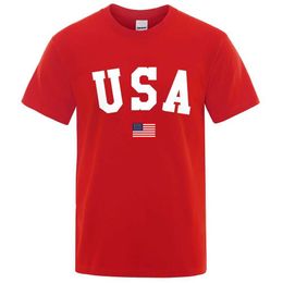 Men's T-Shirts Usa Flag Strt Personality Letter Men Women T-Shirts Cotton Oversized Short Slve Loose T-Shirt Breathable Oversized Tops Y240429