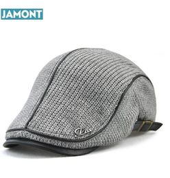 Berets Original JAMONT Quality English Style Winter Woollen Elderly Men Thick Warm Beret Hat Classic Design Vintage Visor Cap Snapb2368493