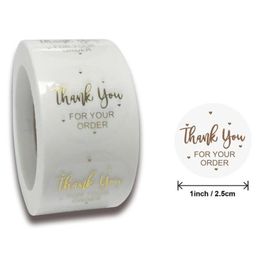 Thank You Stickers Seal Labels Scrapbook Handmade Sticker Circle Stationery Hand Made Deco for Envelope Gift 500pcs roll9060123