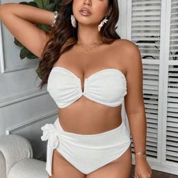 Women's Swimwear 2024 New oversized strapless split swimsuit womens sexy bikini