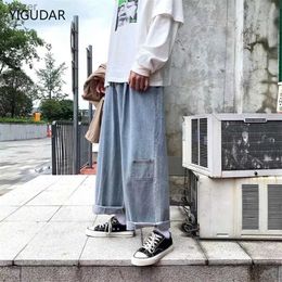 Men's Jeans Cracked hole jeans mens summer bag oversized S-3XL mop denim wide leg Trousers casual retro WX4168