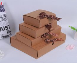 20pcs Vintage Kraft Paper Gift Boxes For Clothes Large Brown Carton Box Shirt Silk Scarf Packaging Boxes With Ribbon7328245