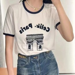 Women's T Shirts Designer Women Summer Short-Sleeved T-Shirt Flocking Letter Round Top