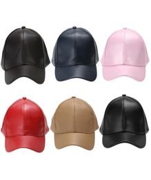 Ball Caps Unisex Men Women PU Leather Baseball Cap Snapback Outdoor Sport Adjustable Fashionable Hat Redkhakiblackpinknavy Blu8377050