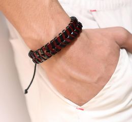 Fashion Herren Charme Ledermanschette Armband handgefertigt geflochten