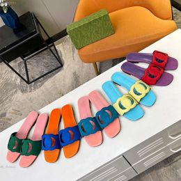 Designer Sandals Interlocking Letter Cut Slide Sandal Low Heels Womens Slides Sliders Leather Black White Pink Summer Ladies Slippers room Sandal