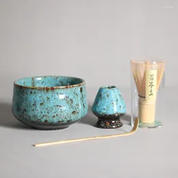 Teaware Sets 4-piece Matcha Bowl Porcelain Glaze Tea Set Japanese Traditional Handmade Tools Culture Gift