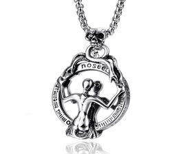 Pendant Necklaces Stainless Steel Vintage Mirror Devil Skull Punk Rock Necklace Jewellery Gift For Him With Chain3126155
