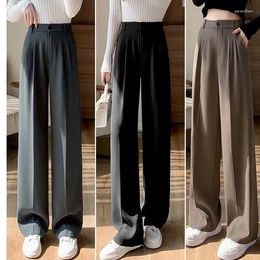 Women's Pants Korean Style Fashion Black Tailored Formal Women Trousers Straight Loose Casual High Waist Female