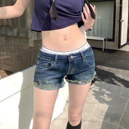 Women's Shorts Blue Jean Hiphop American Style Simple Denim Fashionable Styles Low-waisted Curl Pants Streetwear Summer