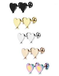 Stud 3 Pairs Of Stainless Steel Heartshaped Earrings Set Barbell Perforated For Men And Women Silver Black Gold1191360