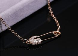 Unique Necklace 925 Sterling Silver Creative Pin Pendant Necklaces Micro Zircon Stone Necklace for Women4173423