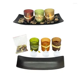 Candle Holders Natural Candlescape Set 3 Decorative Rocks And Tray Home Decor Bathroom Table Centerpieces Accessories No