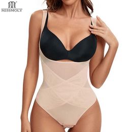 Women's Shapers Women Thong Corset Shaperwear MISS MOLY Mesh Sexy Waist Trainer Bodyshaper Seamless Underbust Tummy Slimming Cross Splicing Faja Y240429