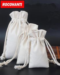 25PCS Custom Eco Friendly Cotton Canvas Drawstring Bag With Logo Printing Small and Big size Cloth Gift Bags Package7488465