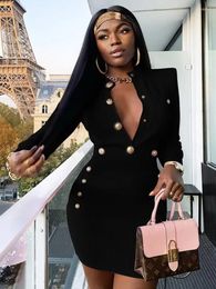 Casual Dresses Winter Style Sexy Long Sleeve Key Hole Button Pink Mini Women Bodycon Bandage Dress 2024 Elegant Evening Club Party